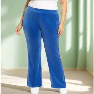 Juicy Couture Pant Womens 1X Blue Track Velour 90’s Pull On Casual Plus Size